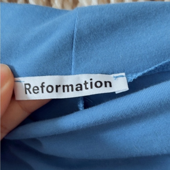 Reformation Alden Knit Organic Cotton Dress Mini High Mock Neck Ruched Medium - Picture 4 of 6